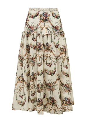 Camilla floral-print tiered skirt - Neutrals