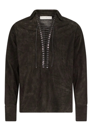 Ludovic de Saint Sernin Alan lace-up suede shirt - Brown
