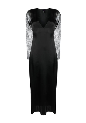 Maison Close Rendez-Vous lace-sleeve silk dress - Black