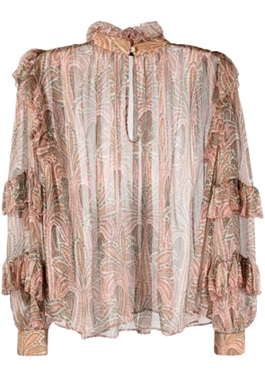 ETRO ruffled paisley-print silk blouse - Pink