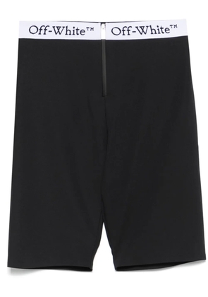 Off-White logo-waistband shorts - Black