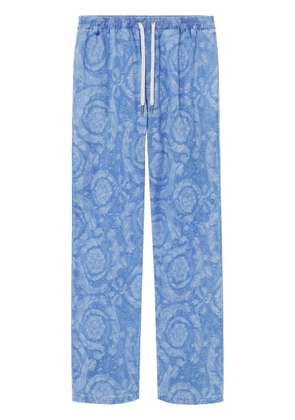 Versace Barocco chambray denim trousers - Blue