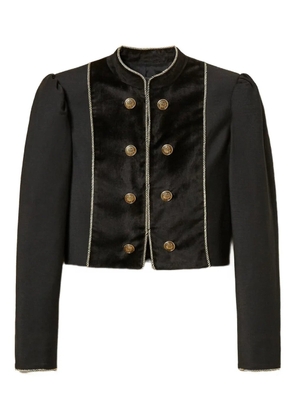 TWINSET velvet-trimmed puff-sleeve jacket - Black