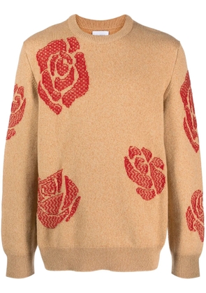 Barrie rose-motif cashmere jumper - Brown
