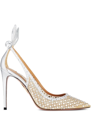 Aquazzura 105mm Bow Tie Crystal pumps - Silver