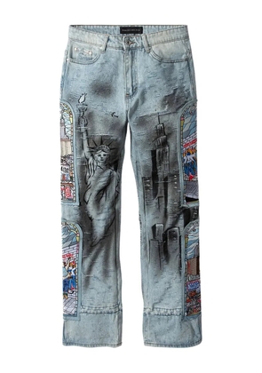 Who Decides War patch-embellished straight jeans - Blue