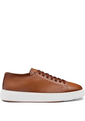 Santoni leather sneakers - Brown