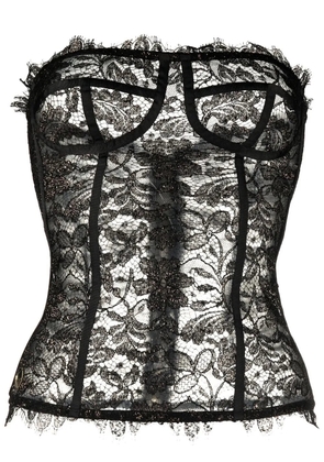 Philipp Plein lace-detail bustier top - Black