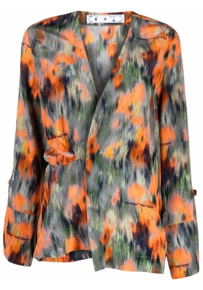 Off-White graphic-print silk blouse - Green