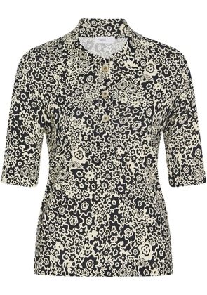 Rosetta Getty floral-print polo top - Black