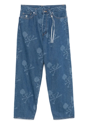 Mastermind Japan monogram-pattern straight-leg jeans - Blue
