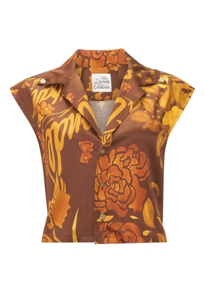 Donde Esteban Veranera floral buttoned top - Brown
