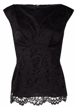 Philipp Plein lace-patterned sleeveless blouse - Black