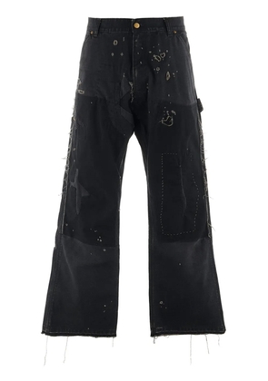 SAINT MXXXXXX distressed wide-leg jeans - Black
