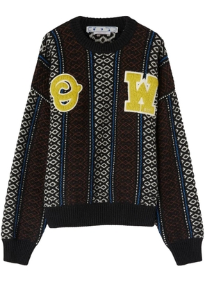 Off-White intarsia-knit logo-embellished jumper - Blue