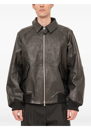 Devoa zip-up leather jacket - Black