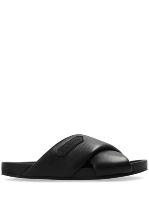 Lanvin logo-appliqué crossover leather slides - Black