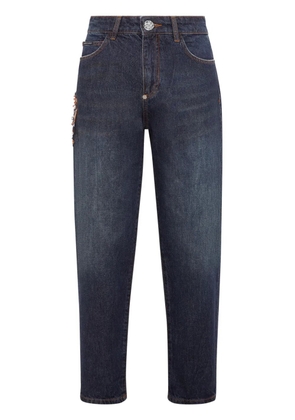 Philipp Plein appliqué-detail tapered jeans - Blue