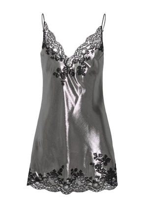 Carine Gilson lace-trim lurex slip dress - Silver
