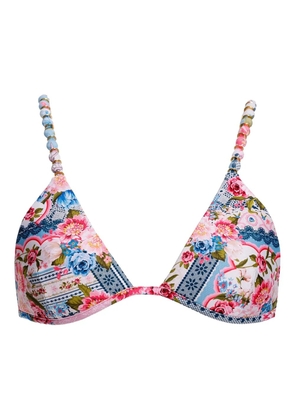 Agua Bendita Belle floral-print bikini top - Pink