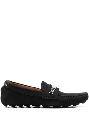Philipp Plein logo-plaque leather loafers - Black