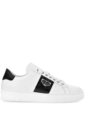 Philipp Plein Triangle Plein-plaque leather sneakers - White