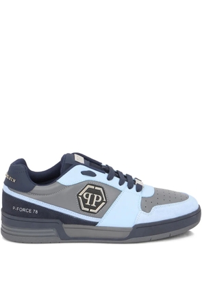 Philipp Plein logo plaque leather low-top trainers - Blue