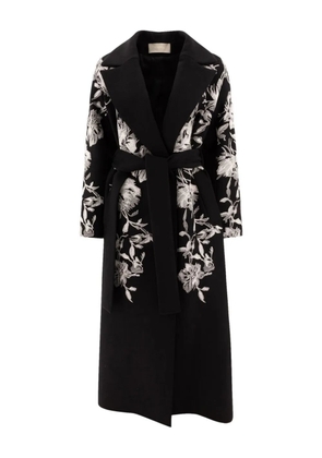 Elie Saab floral-embroidered coat - Black
