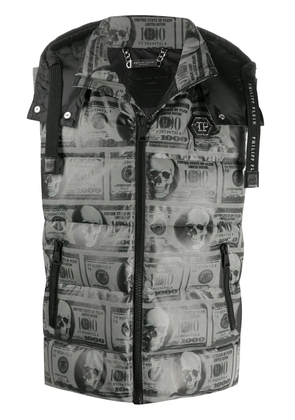 Philipp Plein SKull Dollar feather down vest - Grey