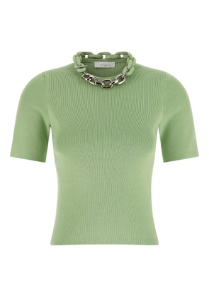 Rabanne embellished-collar ribbed T-shirt - Green