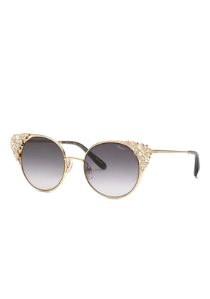 Chopard Eyewear crystal-embellished round sunglasses - Gold