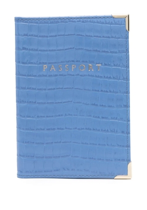 Aspinal Of London crocodile-embossed passport cover - Blue