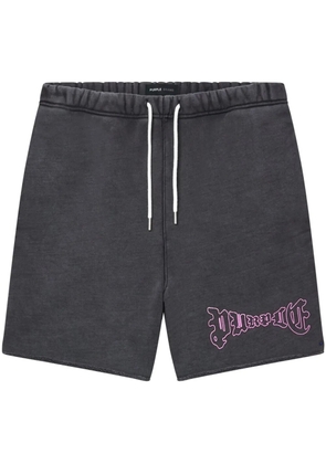 Purple Brand Arched Gothic Wordmark shorts - Black