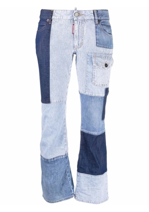 DSQUARED2 cropped patchwork pocket-detail jeans - Blue