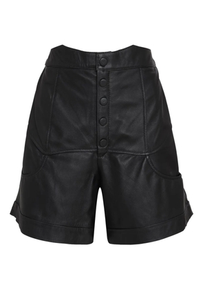 Olympiah high-waist button-front leather shorts - Black