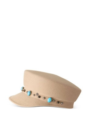 Maison Michel logo-plaque hat - Neutrals