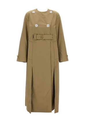 Simone Rocha embellished belted coat - Brown