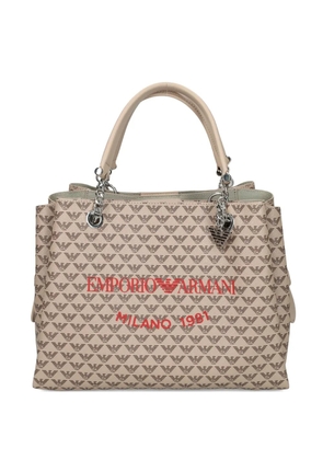 Emporio Armani monogram-pattern tote bag - Neutrals