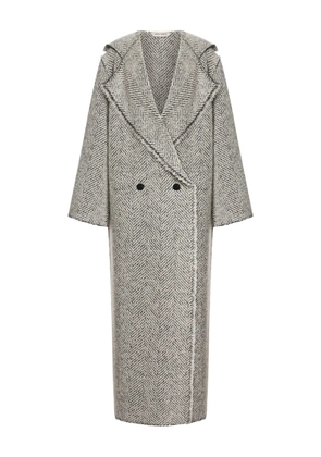 Alberta Ferretti herringbone-pattern coat - White