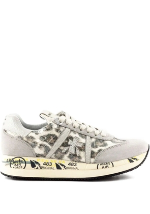 Premiata Connie leopard-print sequin sneakers - Grey