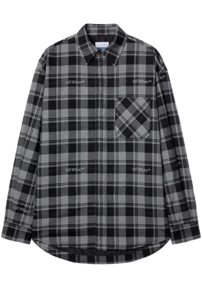 Off-White logo-embroidered checked padded shirt - Grey