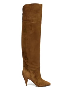 Casadei 120MM suede calfskin high-heeled boots - Brown
