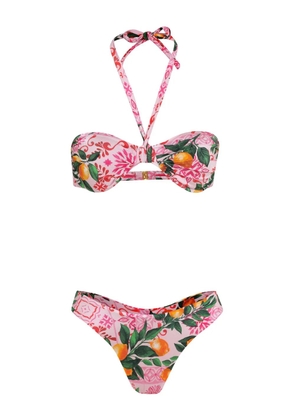Brigitte lemon-print bikini set - Pink