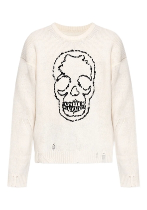 Zadig&Voltaire skull-embroidered distressed sweater - Neutrals