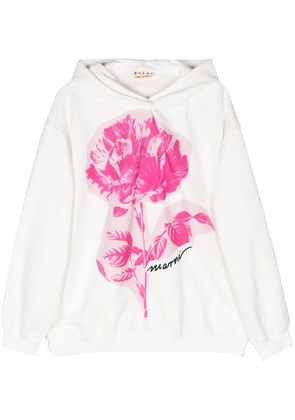 Marni Collage Flowers cotton hoodie - White