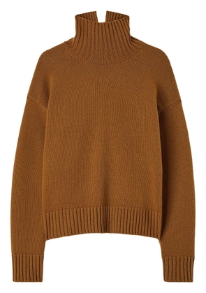 Jil Sander funnel-neck cashmere blend jumper - Brown