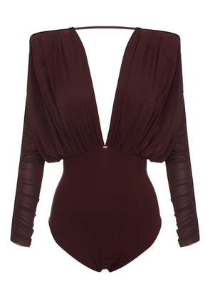 Elisabetta Franchi V-neck long-sleeve bodysuit - Red
