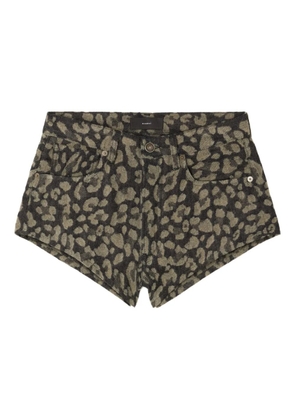 Alanui Seattle Jungle leopard-print denim shorts - 0717-Ardesia-Dark Dust