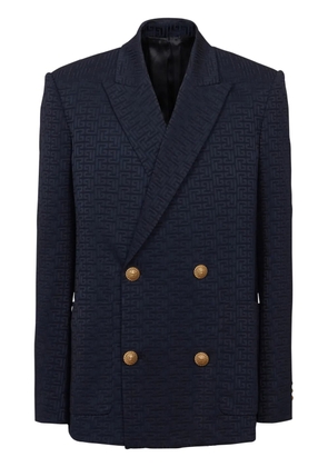 Balmain PB-monogram satin blazer - Blue
