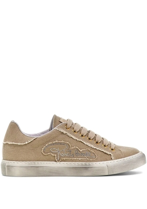 Roberto Cavalli logo-studded lace-up sneakers - Brown